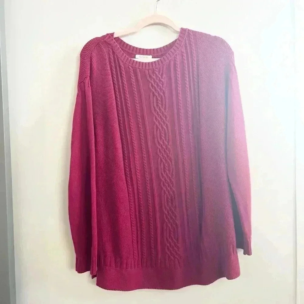 Barbour maroon cable kit sweater 10‎